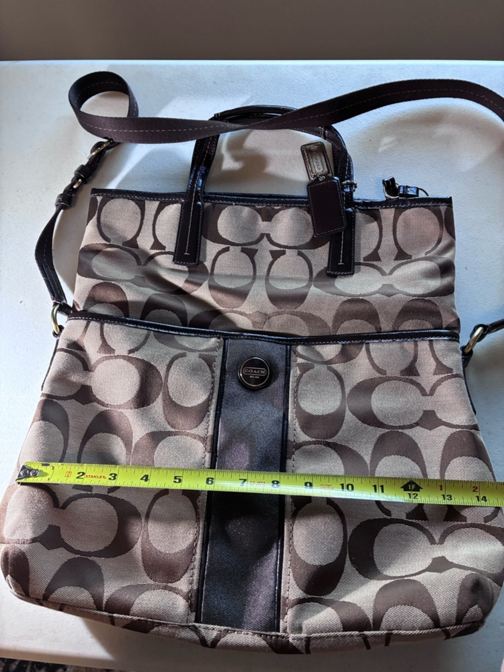 Coach Signature Canvas Tote in Brown and Tan - Picture 7 of 14